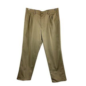 Dockers Mens Khaki Pleated Classic Fit Pants W36 L30 100% Cotton